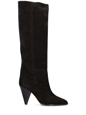 Isabel Marant: 90mm Ririo-Ga suede tall boots - Black - women_0 | Luisa Via Roma