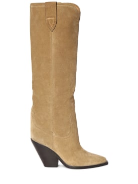 Isabel Marant: 90mm Lomero-Gz suede tall boots - Taupe - women_0 | Luisa Via Roma