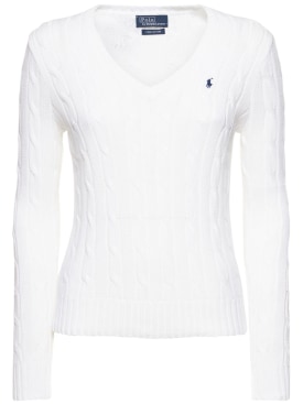 Polo Ralph Lauren: Suéter de punto trenzado - Blanco - women_0 | Luisa Via Roma