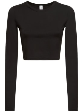 Alo Yoga: Alosoft Finesse科技织物长袖T恤 - 黑色 - women_0 | Luisa Via Roma