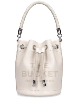 Marc Jacobs: The Mini leather bucket bag - Cotton/Silver - women_0 | Luisa Via Roma