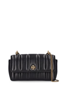Tory Burch: Mini Kira leather flap bag - Black - women_0 | Luisa Via Roma