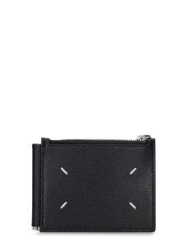 Maison Margiela: Grained leather wallet - Black - men_0 | Luisa Via Roma