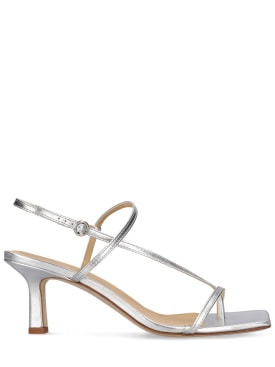 Aeyde: 65mm Elise laminated leather sandals - Silver - women_0 | Luisa Via Roma