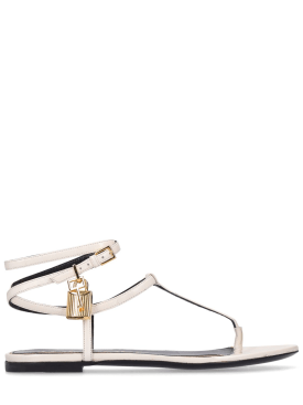 Tom Ford: 10mm Leather thong sandals - White - women_0 | Luisa Via Roma