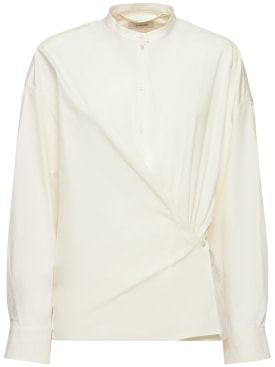 Lemaire: Officer collar twisted cotton shirt - White - women_0 | Luisa Via Roma