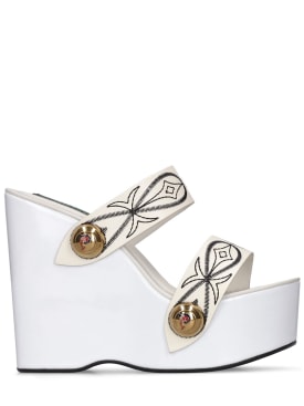 Pucci: 140mm Leather wedge sandals - White - women_0 | Luisa Via Roma