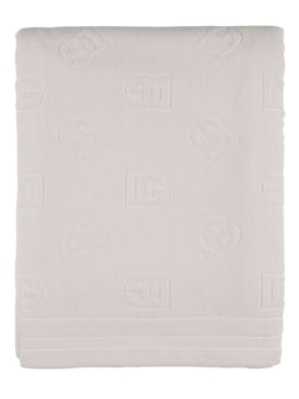 Dolce&Gabbana: Monogram jacquard cotton beach towel - White - men_0 | Luisa Via Roma