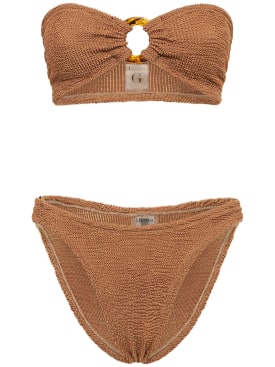 Hunza G: Gloria bandeau bikini set - Brown - women_0 | Luisa Via Roma