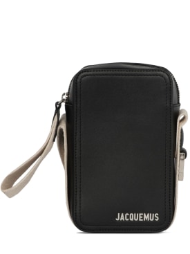Jacquemus: Le Cuerda vertical crossbody bag - Black - men_0 | Luisa Via Roma