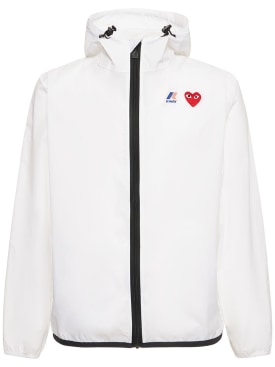 Comme des Garçons Play: K-way CDG Play logo nylon zip jacket - White - women_0 | Luisa Via Roma