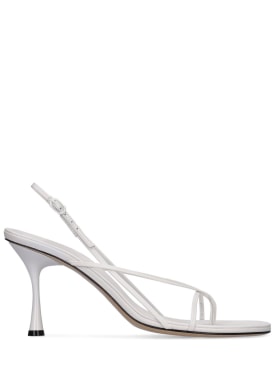 Studio Amelia: 90mm hohe Sandaletten aus Leder „Wishbone“ - Weiß - women_0 | Luisa Via Roma