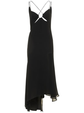 The Andamane: Layla stretch silk georgette midi dress - Black - women_0 | Luisa Via Roma