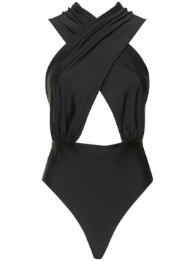 The Andamane: Hola stretch lycra halterneck bodysuit - Black - women_0 | Luisa Via Roma