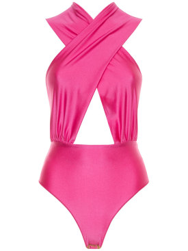 The Andamane: Hola stretch lycra halterneck bodysuit - Fuchsia - women_0 | Luisa Via Roma
