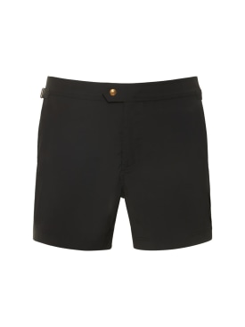 Tom Ford: Compact poplin swim shorts - Black - men_0 | Luisa Via Roma
