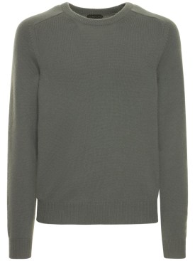 Tom Ford: Cashmere l/s crewneck sweater - Grey - men_0 | Luisa Via Roma