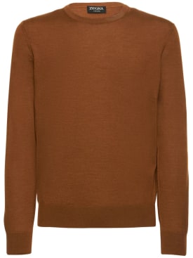 Zegna: Cashmere & silk light knit sweater - Vicuna - men_0 | Luisa Via Roma