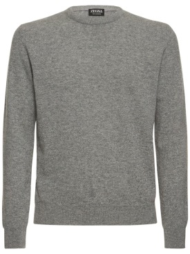 Zegna: Oasi cashmere knit crewneck sweater - Grey - men_0 | Luisa Via Roma