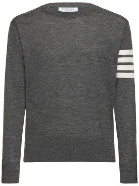 Thom Browne: Wool crewneck sweater - Med Grey - men_0 | Luisa Via Roma