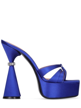 D'accori: 130毫米Sienna绸缎穆勒鞋 - 蓝色 - women_0 | Luisa Via Roma