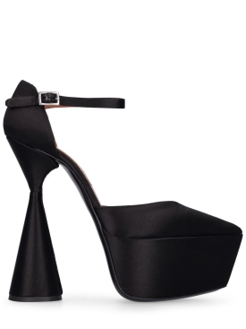 D'accori: Zapatos de tacón de satén 150mm - Negro - women_0 | Luisa Via Roma