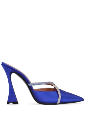 D'accori: 100毫米Ella绸缎&水晶穆勒鞋 - 蓝色 - women_0 | Luisa Via Roma
