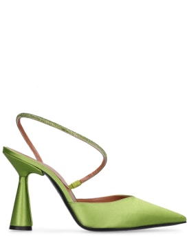 D'accori: 100毫米Saturn绸缎高跟鞋 - 绿色 - women_0 | Luisa Via Roma