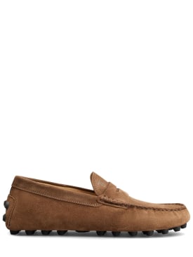 Tod's: Macro Gommini leather loafers - Brown - men_0 | Luisa Via Roma