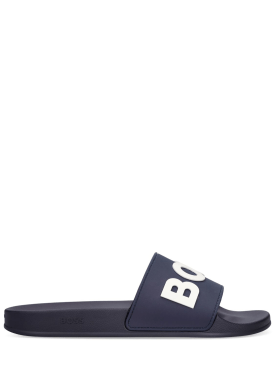 Boss: Logo slide sandals - Dark Blue - men_0 | Luisa Via Roma