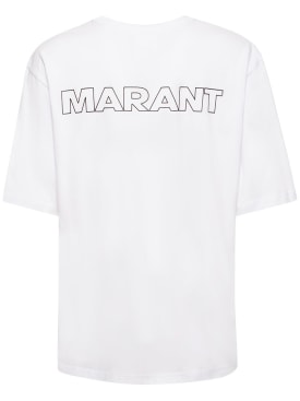 Marant: Logo print over cotton jersey t-shirt - Weiß - men_0 | Luisa Via Roma