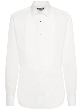 Dolce&Gabbana: 棉质礼服衬衫 - 白色 - men_0 | Luisa Via Roma