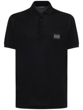 Dolce&Gabbana: Cotton polo shirt - Black - men_0 | Luisa Via Roma