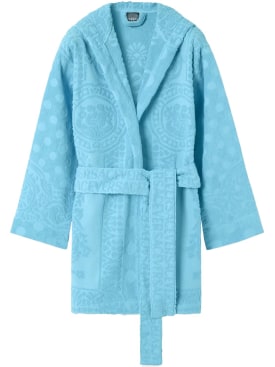 Versace: Versace On Repeat short bathrobe - Azur - ecraft_0 | Luisa Via Roma