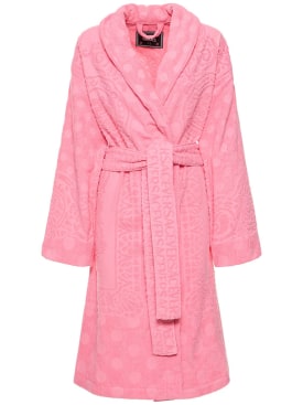 Versace: Versace On Repeat long bathrobe - Flamingo - ecraft_0 | Luisa Via Roma