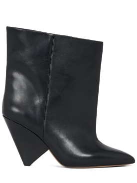 Isabel Marant: 90毫米Miyako皮革及踝靴 - 黑色 - women_0 | Luisa Via Roma