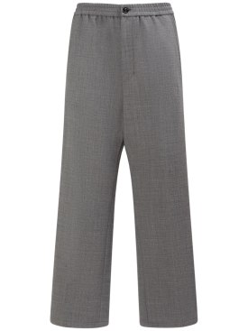AMI Paris: Wool blend straight pants - Grey - men_0 | Luisa Via Roma