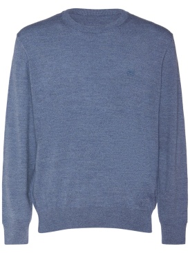 Etro: Roma wool crewneck sweater - Light Blue - men_0 | Luisa Via Roma
