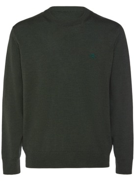 Etro: Roma wool crewneck sweater - Green - men_0 | Luisa Via Roma