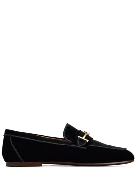 Tod's: 10毫米天鹅绒乐福鞋 - 黑色 - women_0 | Luisa Via Roma