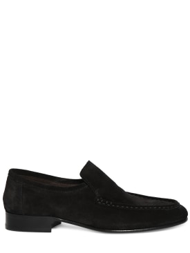 The Row: New soft suede loafers - Black - women_0 | Luisa Via Roma