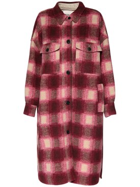 Marant Etoile: Fontizi plaid wool blend coat - Fuchsia - women_0 | Luisa Via Roma