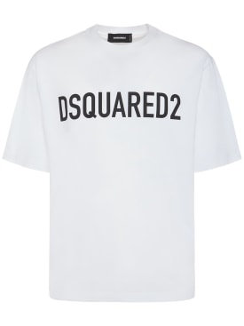 Dsquared2: Loose Fit logo printed cotton t-shirt - White - men_0 | Luisa Via Roma