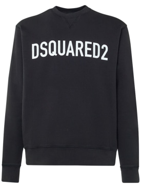 Dsquared2: Logo cotton jersey sweatshirt - Black - men_0 | Luisa Via Roma