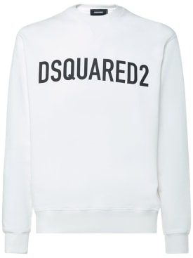 Dsquared2: Logo cotton jersey sweatshirt - White - men_0 | Luisa Via Roma