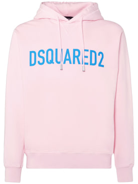 Dsquared2: Logo cotton jersey hoodie - Baby Pink - men_0 | Luisa Via Roma