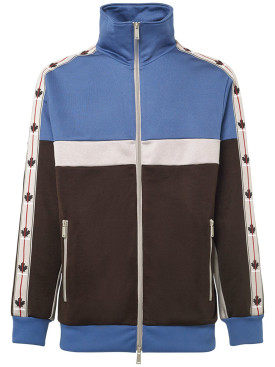 Dsquared2: Cotton blend zip track jacket - Brown/Grey/Avio - men_0 | Luisa Via Roma