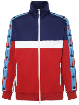 Dsquared2: Cotton blend zip track jacket - Red/White/Navy - men_0 | Luisa Via Roma