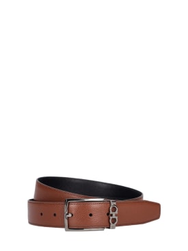 Ferragamo: 3.5cm Reversible leather belt - Kahverengi - men_0 | Luisa Via Roma