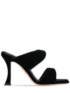 Aquazzura: 95mm Twist velvet sandals - Black - women_0 | Luisa Via Roma